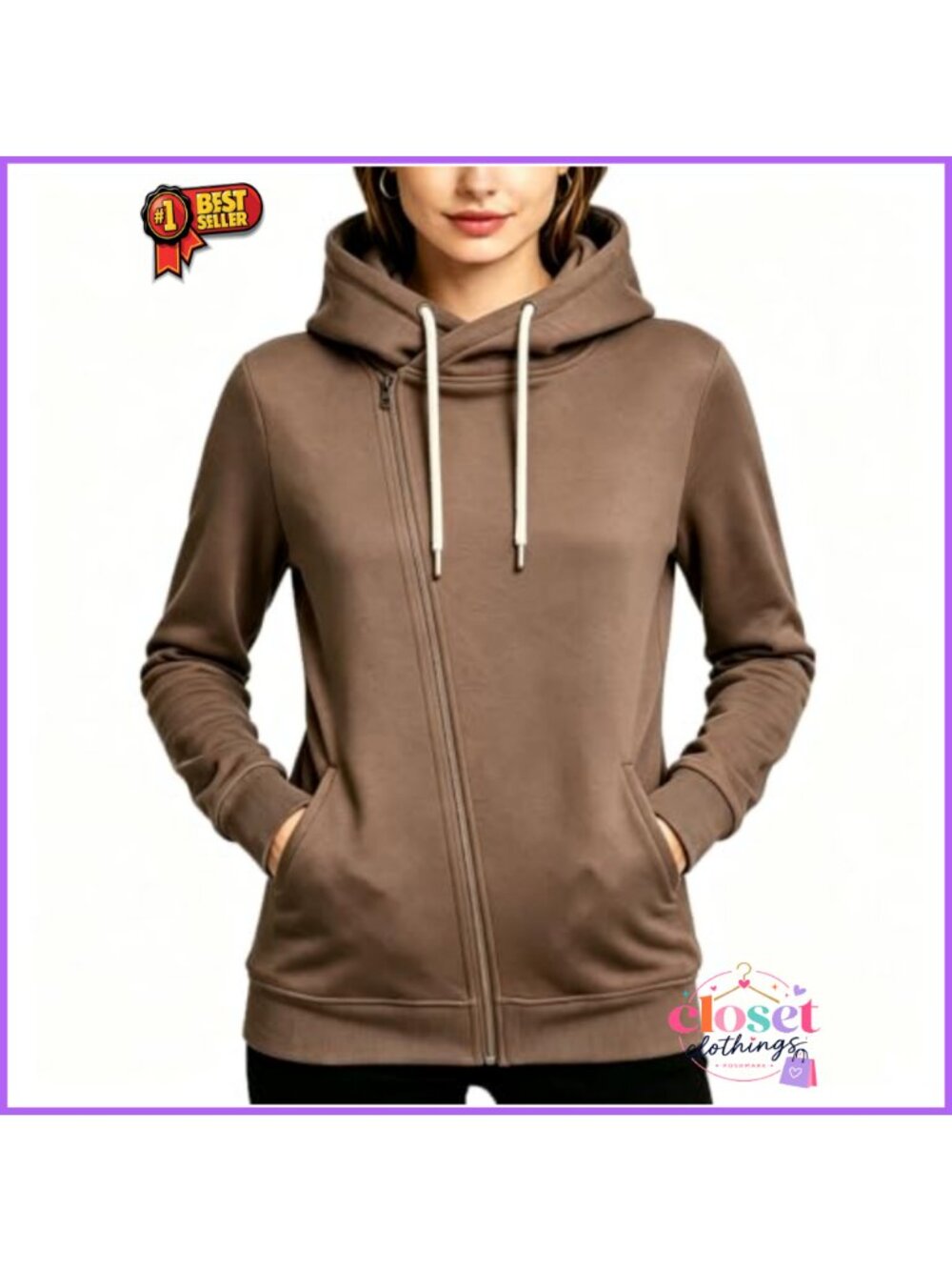 Women's Hooded Fleece Sweatshirt Casual Long Sleeve Zip Up